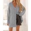 imageBTFBM Cable Knit Oversized Cardigan Sweaters for Women Trendy 2025 Fall Button Up Long Sleeve Winter Coat CardigansGrey