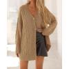 imageBTFBM Cable Knit Oversized Cardigan Sweaters for Women Trendy 2025 Fall Button Up Long Sleeve Winter Coat CardigansKhaki