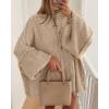imageBTFBM Cardigan Sweaters for Women 2025 Fall Winter Outwear Lantern Long Sleeve Button Down Oversized Chunky Knit CoatsApricot