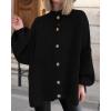 imageBTFBM Cardigan Sweaters for Women 2025 Fall Winter Outwear Lantern Long Sleeve Button Down Oversized Chunky Knit CoatsBlack