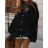 imageBTFBM Cardigan Sweaters for Women 2025 Fall Winter Outwear Lantern Long Sleeve Button Down Oversized Chunky Knit CoatsBlack