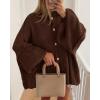 imageBTFBM Cardigan Sweaters for Women 2025 Fall Winter Outwear Lantern Long Sleeve Button Down Oversized Chunky Knit CoatsBrown