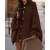 imageBTFBM Cardigan Sweaters for Women 2025 Fall Winter Outwear Lantern Long Sleeve Button Down Oversized Chunky Knit CoatsBrown