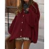 imageBTFBM Cardigan Sweaters for Women 2025 Fall Winter Outwear Lantern Long Sleeve Button Down Oversized Chunky Knit CoatsBurgundy