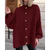 imageBTFBM Cardigan Sweaters for Women 2025 Fall Winter Outwear Lantern Long Sleeve Button Down Oversized Chunky Knit CoatsBurgundy