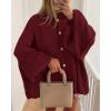 imageBTFBM Cardigan Sweaters for Women 2025 Fall Winter Outwear Lantern Long Sleeve Button Down Oversized Chunky Knit CoatsBurgundy
