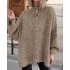 imageBTFBM Cardigan Sweaters for Women 2025 Fall Winter Outwear Lantern Long Sleeve Button Down Oversized Chunky Knit CoatsCamel