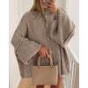 imageBTFBM Cardigan Sweaters for Women 2025 Fall Winter Outwear Lantern Long Sleeve Button Down Oversized Chunky Knit CoatsCamel