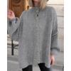 imageBTFBM Cardigan Sweaters for Women 2025 Fall Winter Outwear Lantern Long Sleeve Button Down Oversized Chunky Knit CoatsGrey