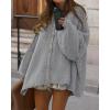 imageBTFBM Cardigan Sweaters for Women 2025 Fall Winter Outwear Lantern Long Sleeve Button Down Oversized Chunky Knit CoatsGrey