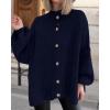 imageBTFBM Cardigan Sweaters for Women 2025 Fall Winter Outwear Lantern Long Sleeve Button Down Oversized Chunky Knit CoatsNavy Blue