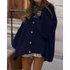 imageBTFBM Cardigan Sweaters for Women 2025 Fall Winter Outwear Lantern Long Sleeve Button Down Oversized Chunky Knit CoatsNavy Blue