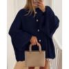 imageBTFBM Cardigan Sweaters for Women 2025 Fall Winter Outwear Lantern Long Sleeve Button Down Oversized Chunky Knit CoatsNavy Blue