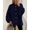 imageBTFBM Cardigan Sweaters for Women 2025 Fall Winter Outwear Lantern Long Sleeve Button Down Oversized Chunky Knit CoatsNavy Blue
