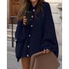 imageBTFBM Cardigan Sweaters for Women 2025 Fall Winter Outwear Lantern Long Sleeve Button Down Oversized Chunky Knit CoatsNavy Blue