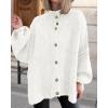 imageBTFBM Cardigan Sweaters for Women 2025 Fall Winter Outwear Lantern Long Sleeve Button Down Oversized Chunky Knit CoatsWhite