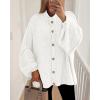 imageBTFBM Cardigan Sweaters for Women 2025 Fall Winter Outwear Lantern Long Sleeve Button Down Oversized Chunky Knit CoatsWhite