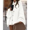 imageBTFBM Cardigan Sweaters for Women 2025 Fall Winter Outwear Lantern Long Sleeve Button Down Oversized Chunky Knit CoatsWhite