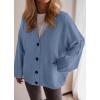 imageBTFBM Fall Fashion 2025 Button Down Cardigan Sweaters for Women Trendy V Neck Long Sleeve Knit Winter Coat OuterwearGrey Blue