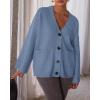imageBTFBM Fall Fashion 2025 Button Down Cardigan Sweaters for Women Trendy V Neck Long Sleeve Knit Winter Coat OuterwearGrey Blue