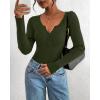imageBTFBM Fall Sweaters for Women 2025 Lightweight Long Sleeve Henley Shirts Button Up Knit Basic Slim Fit Going Out TopsArmy Green