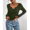 imageBTFBM Fall Sweaters for Women 2025 Lightweight Long Sleeve Henley Shirts Button Up Knit Basic Slim Fit Going Out TopsArmy Green