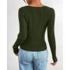 imageBTFBM Fall Sweaters for Women 2025 Lightweight Long Sleeve Henley Shirts Button Up Knit Basic Slim Fit Going Out TopsArmy Green