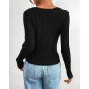 imageBTFBM Fall Sweaters for Women 2025 Lightweight Long Sleeve Henley Shirts Button Up Knit Basic Slim Fit Going Out TopsBlack
