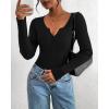 imageBTFBM Fall Sweaters for Women 2025 Lightweight Long Sleeve Henley Shirts Button Up Knit Basic Slim Fit Going Out TopsBlack