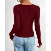 imageBTFBM Fall Sweaters for Women 2025 Lightweight Long Sleeve Henley Shirts Button Up Knit Basic Slim Fit Going Out TopsBurgundy