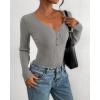imageBTFBM Fall Sweaters for Women 2025 Lightweight Long Sleeve Henley Shirts Button Up Knit Basic Slim Fit Going Out TopsGrey