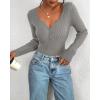imageBTFBM Fall Sweaters for Women 2025 Lightweight Long Sleeve Henley Shirts Button Up Knit Basic Slim Fit Going Out TopsGrey