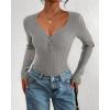 imageBTFBM Fall Sweaters for Women 2025 Lightweight Long Sleeve Henley Shirts Button Up Knit Basic Slim Fit Going Out TopsGrey