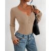 imageBTFBM Fall Sweaters for Women 2025 Lightweight Long Sleeve Henley Shirts Button Up Knit Basic Slim Fit Going Out TopsKhaki