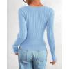 imageBTFBM Fall Sweaters for Women 2025 Lightweight Long Sleeve Henley Shirts Button Up Knit Basic Slim Fit Going Out TopsLight Blue