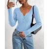 imageBTFBM Fall Sweaters for Women 2025 Lightweight Long Sleeve Henley Shirts Button Up Knit Basic Slim Fit Going Out TopsLight Blue