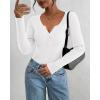 imageBTFBM Fall Sweaters for Women 2025 Lightweight Long Sleeve Henley Shirts Button Up Knit Basic Slim Fit Going Out TopsWhite