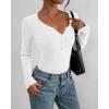 imageBTFBM Fall Sweaters for Women 2025 Lightweight Long Sleeve Henley Shirts Button Up Knit Basic Slim Fit Going Out TopsWhite