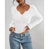 imageBTFBM Fall Sweaters for Women 2025 Lightweight Long Sleeve Henley Shirts Button Up Knit Basic Slim Fit Going Out TopsWhite
