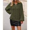 imageBTFBM Fall Sweaters for Women 2025 Loose Quarter Zip Pullover V Neck Long Sleeve Cable Knit Sweater Winter ClothesArmy Green