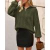 imageBTFBM Fall Sweaters for Women 2025 Loose Quarter Zip Pullover V Neck Long Sleeve Cable Knit Sweater Winter ClothesArmy Green