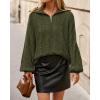 imageBTFBM Fall Sweaters for Women 2025 Loose Quarter Zip Pullover V Neck Long Sleeve Cable Knit Sweater Winter ClothesArmy Green