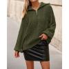 imageBTFBM Fall Sweaters for Women 2025 Loose Quarter Zip Pullover V Neck Long Sleeve Cable Knit Sweater Winter ClothesArmy Green