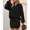 imageBTFBM Fall Sweaters for Women 2025 Loose Quarter Zip Pullover V Neck Long Sleeve Cable Knit Sweater Winter ClothesBlack