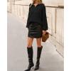 imageBTFBM Fall Sweaters for Women 2025 Loose Quarter Zip Pullover V Neck Long Sleeve Cable Knit Sweater Winter ClothesBlack