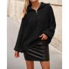 imageBTFBM Fall Sweaters for Women 2025 Loose Quarter Zip Pullover V Neck Long Sleeve Cable Knit Sweater Winter ClothesBlack
