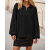imageBTFBM Fall Sweaters for Women 2025 Loose Quarter Zip Pullover V Neck Long Sleeve Cable Knit Sweater Winter ClothesBlack
