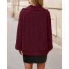 imageBTFBM Fall Sweaters for Women 2025 Loose Quarter Zip Pullover V Neck Long Sleeve Cable Knit Sweater Winter ClothesBurgundy