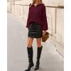 imageBTFBM Fall Sweaters for Women 2025 Loose Quarter Zip Pullover V Neck Long Sleeve Cable Knit Sweater Winter ClothesBurgundy
