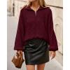 imageBTFBM Fall Sweaters for Women 2025 Loose Quarter Zip Pullover V Neck Long Sleeve Cable Knit Sweater Winter ClothesBurgundy